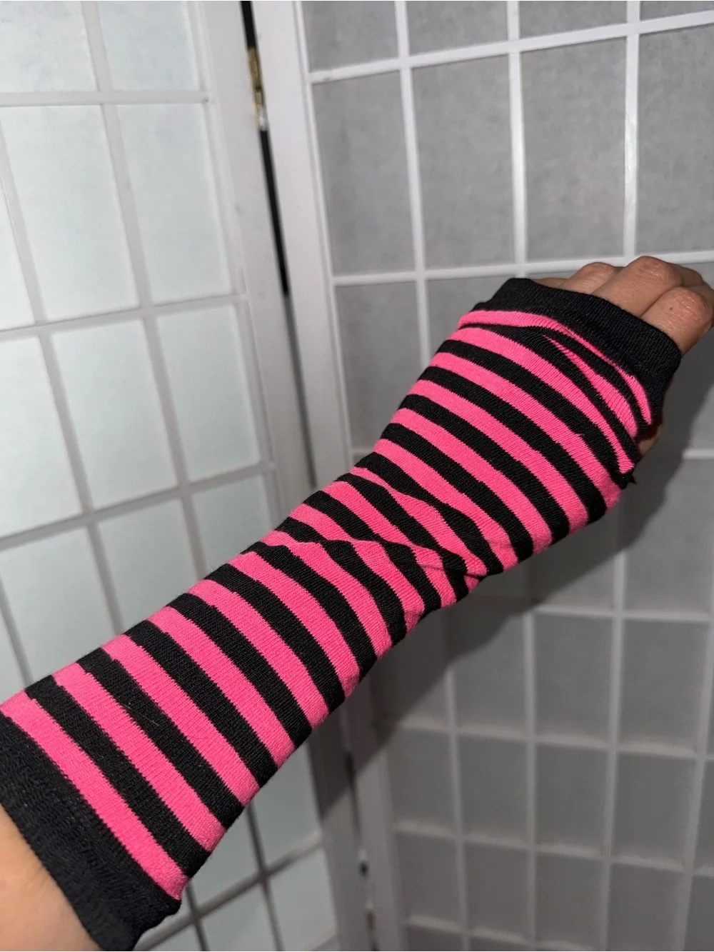 Brand new pink and black sock/arm warmer set